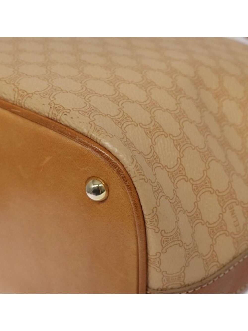 Authentic CELINE Macadam Canvas Shoulder Bag PVC Leather Beige Gold - Picture 13 of 16